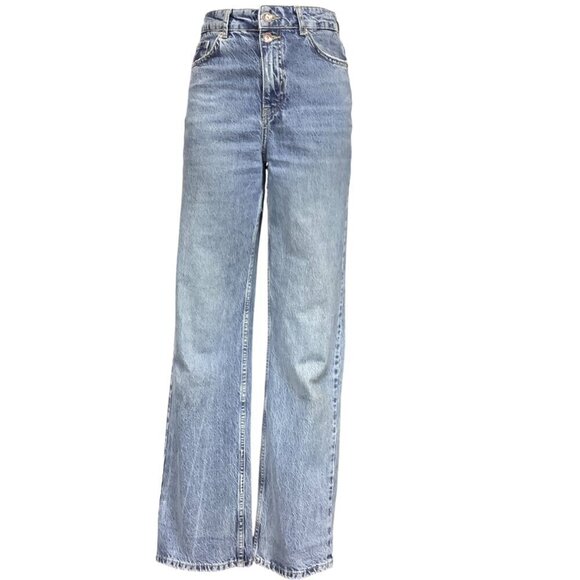 ZARA Denim Blue Jeans High Waist Straight Leg Sz 4 30x32 #220M - Picture 3 of 11